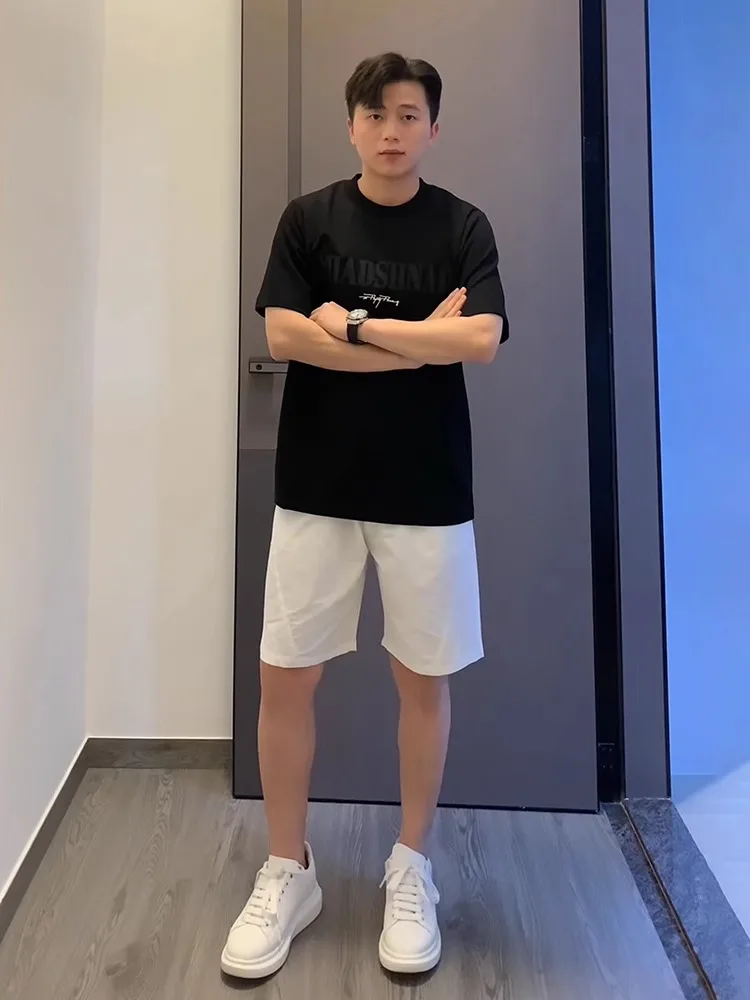 

Белые быстросохнущие шорты для мужчин: летние, для баскетбола, фитнеса, бега, в американском уличном стиле, из ледяного шелка, длиной до колена