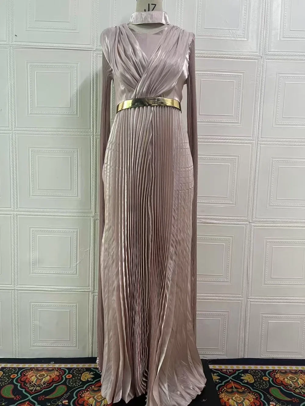 Eid Abaya femmes Robe musulmane Jalabiya col en V Maxi manches longues robes Largos fête Caftan Ramadan robes caftan Robe arabe 2025