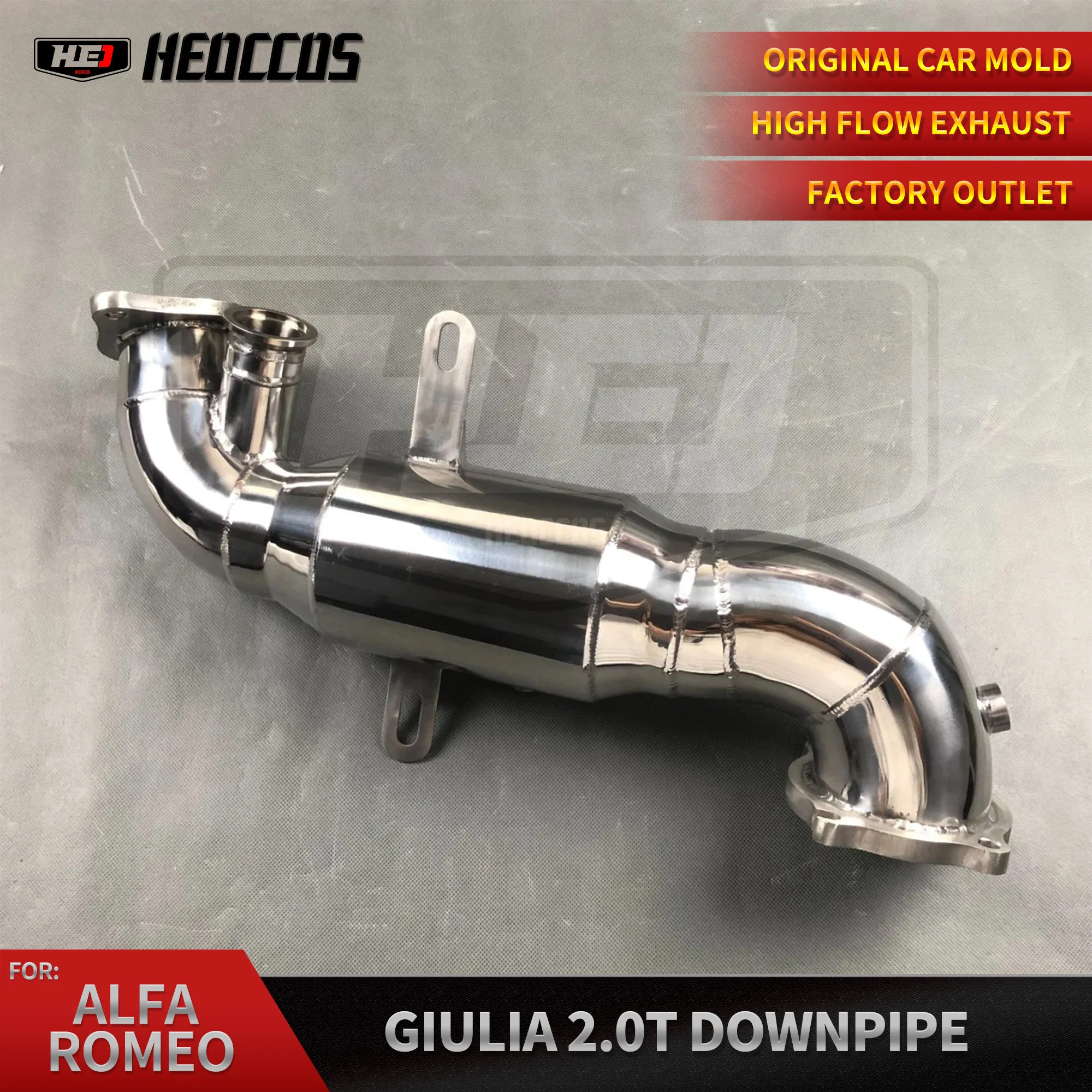 HEO Downpipe For ALFA ROMEO Giulia/Stelvio 2.0T 2017-2019 OBD V Exhaust Pipe 304 Stainless Steel Catless downpipe