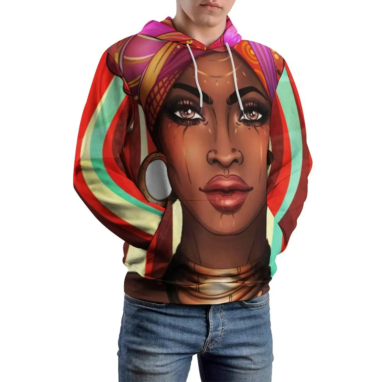 

Африканские женские свободные толстовки с капюшоном Stay Strong and Power, повседневный пуловер с капюшоном, мужские толстовки с длинным рукавом и милым узором, большие размеры 5XL