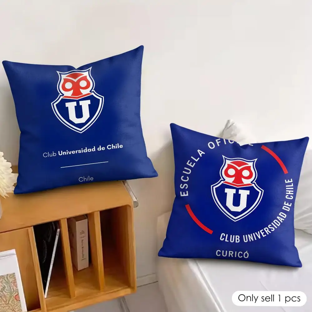 Chile U-University Logo Cushion Cover Wrinkle-Resistant Short Plush Pillow Case Breathable Machine-Washable