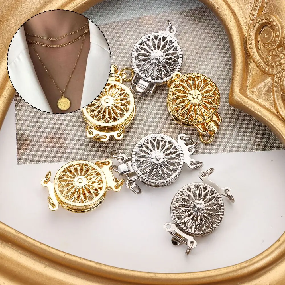 สร้อยคอสีเงินตะขอเป็นชั้นพร้อมล็อบสเตอร์หลายสร้อยข้อมือล็อคตะขอเกี่ยวสร้อยคอหลายชั้น