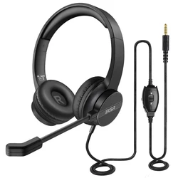 EKSA Wired Headphones with Microphone for PC/PS4/Xbox Gaming Headset Gamer 3.5mm/USB On-Ear Call Centre/Traffic/Office Headset
