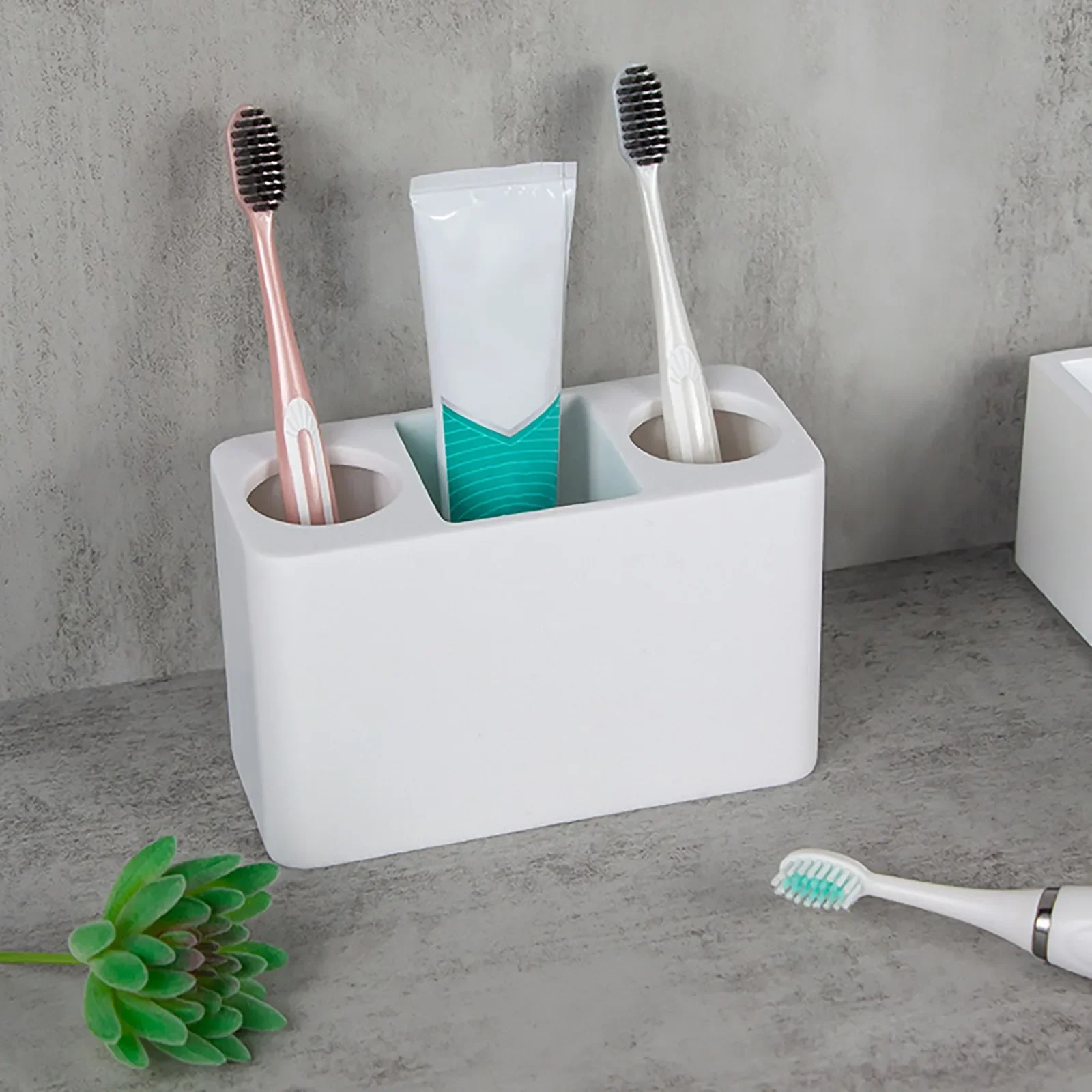 Bathroom Holder Toothpaste Brush Stand 3 Slots Sink Storage Holders Resin Organizer Toothpaste Rack Bathrooms Accessories