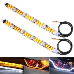 1Pair Waterproof Flexible Universal Car Led DRL Daytime Running Light White Headlight LED Strip Flowing Turn Signal Lamp