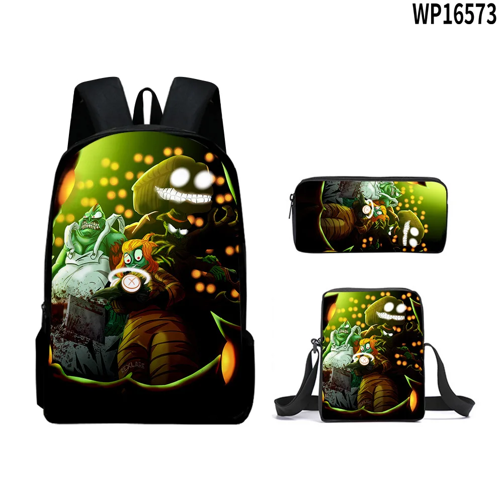 3Pcs Set Book bags Kids bags 3D New Gas Lamp Area The Gaslight District Backpack Student Backpack Crossbody Bag Pen Bag