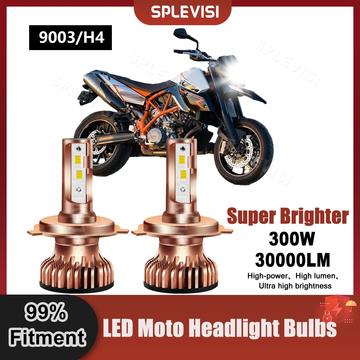 1 Pair Plug And Play LED Headlight Bulbs Superior CSP Chips 30000LM 300W 9V-24V For KTM 990 SMT 2010 Replacement Moto Headlamp