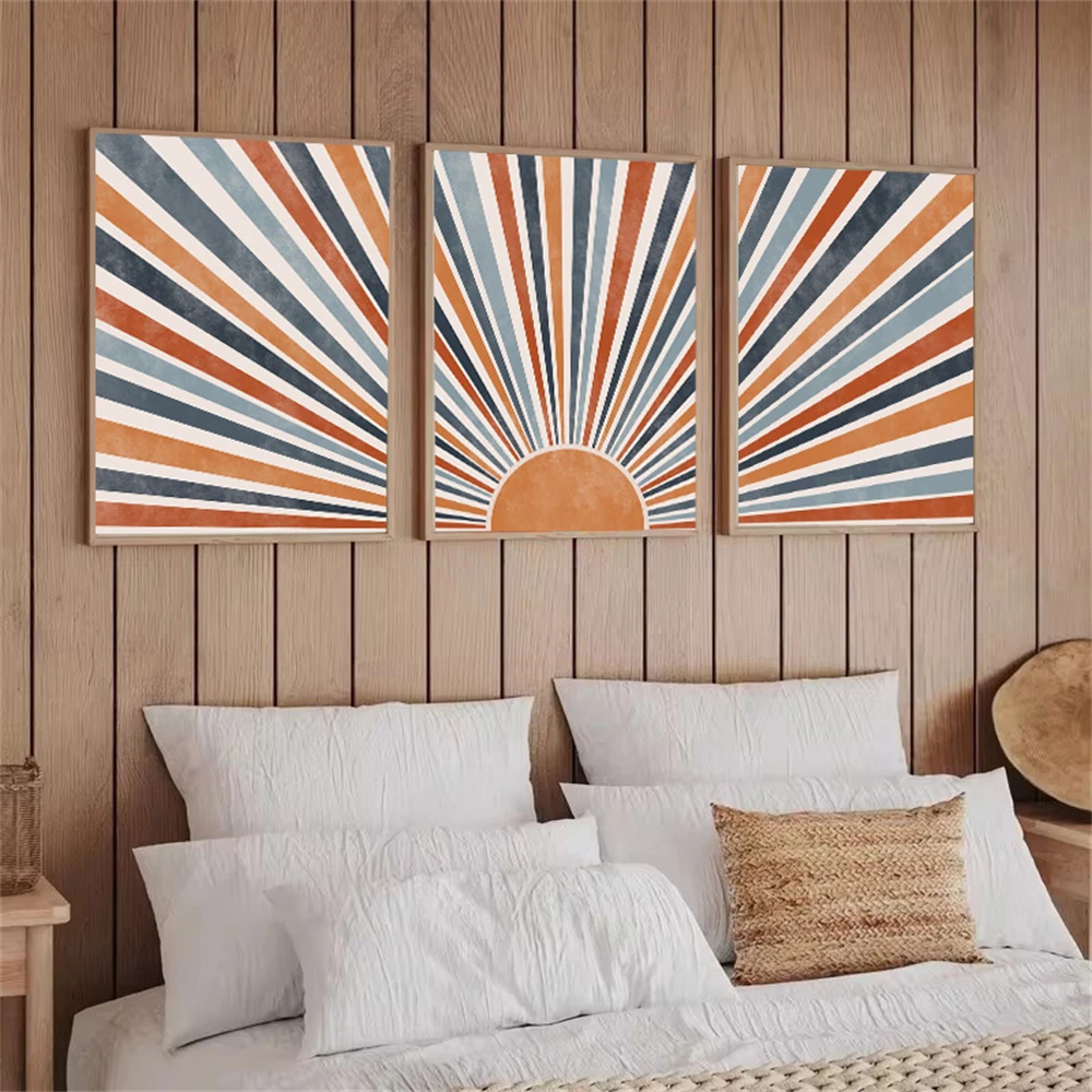 

Modern Mid Century Sun Wall Art Canvas Painting Bohemian Posters And Prints Retro Abstract Print Pictures Living Room Home Decor