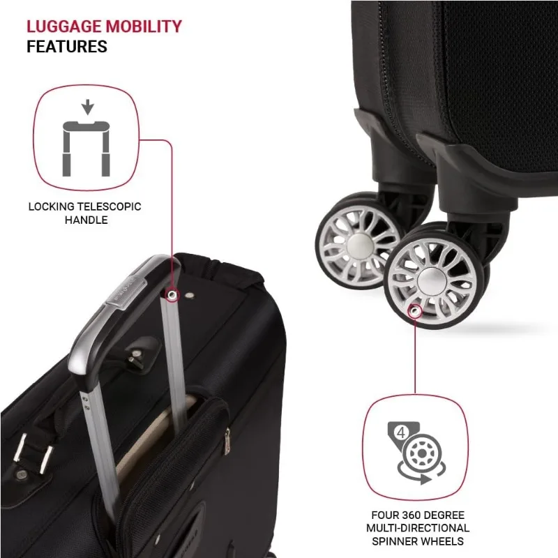 7895 Premium Roll-Kleidertasche, Schwarz, 24" Spinner Edition