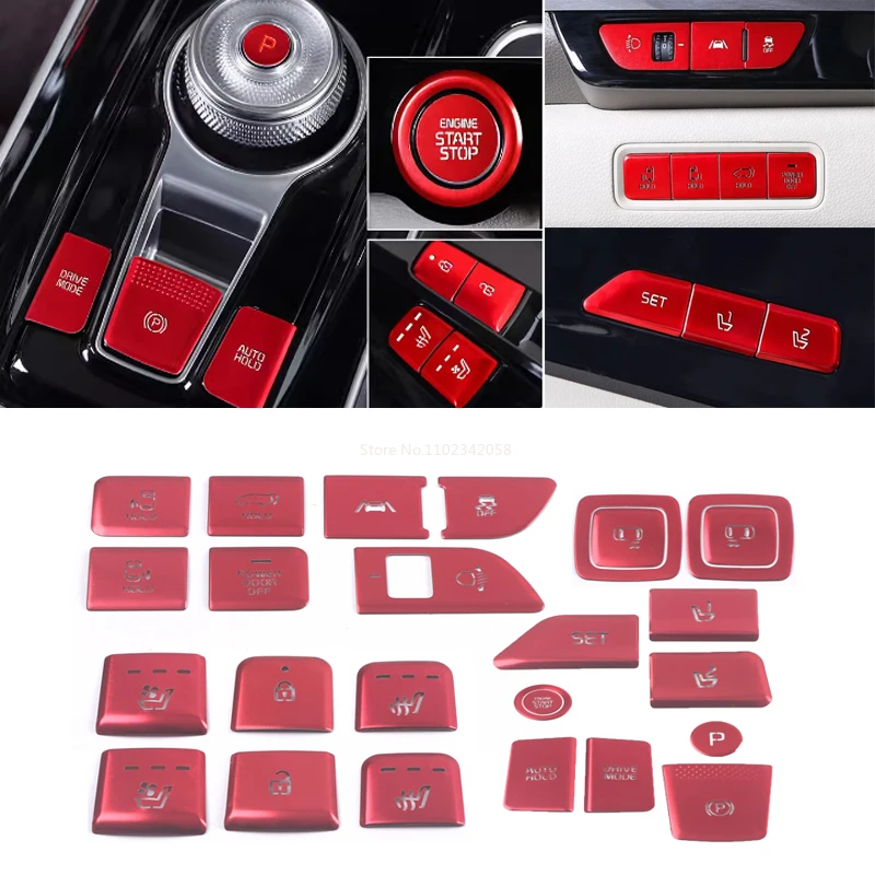 For Kia Carnival Sedona KA4 2021 2022 Full Car Interior Button Aluminum Alloy Covering Protective Decoration cover Stickers