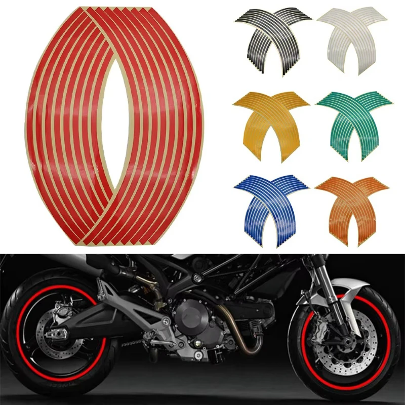 

1/2/3set Motorcycle Wheel Tire Stickers Strips Reflective Rim Tape Strip Motorcycle Car Wheel Tire Sticker Motorbike Auto Decals