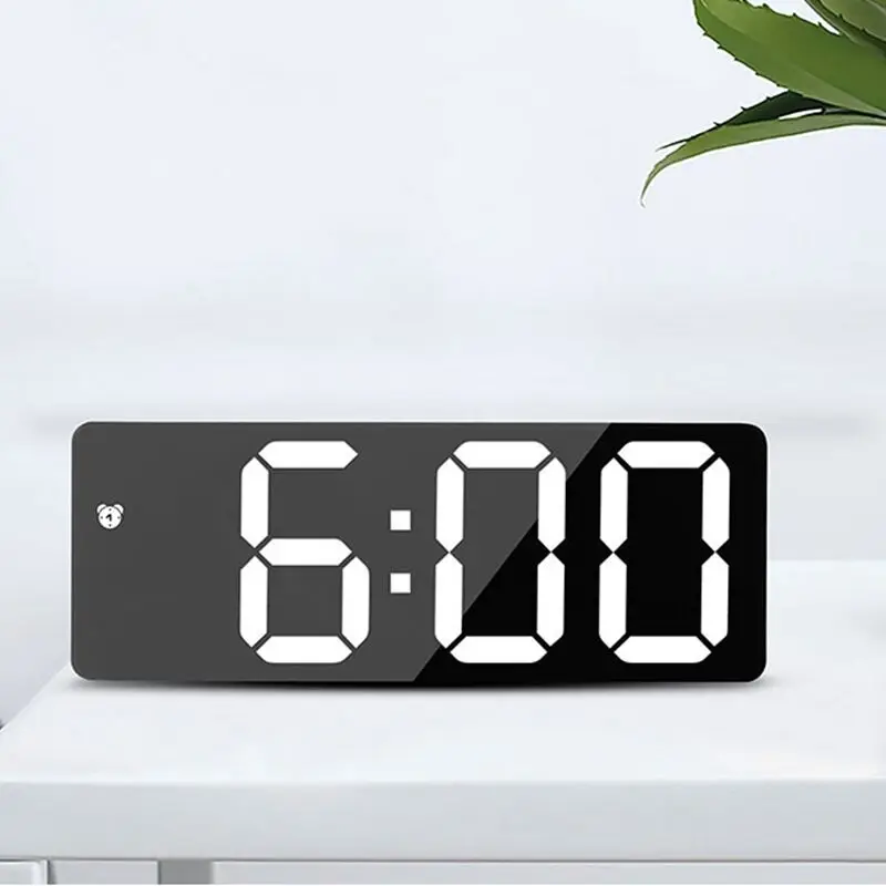 Mirror alarm clock, multi-functional LED clock, alarm clock with dual use of battery and plug-in power supply