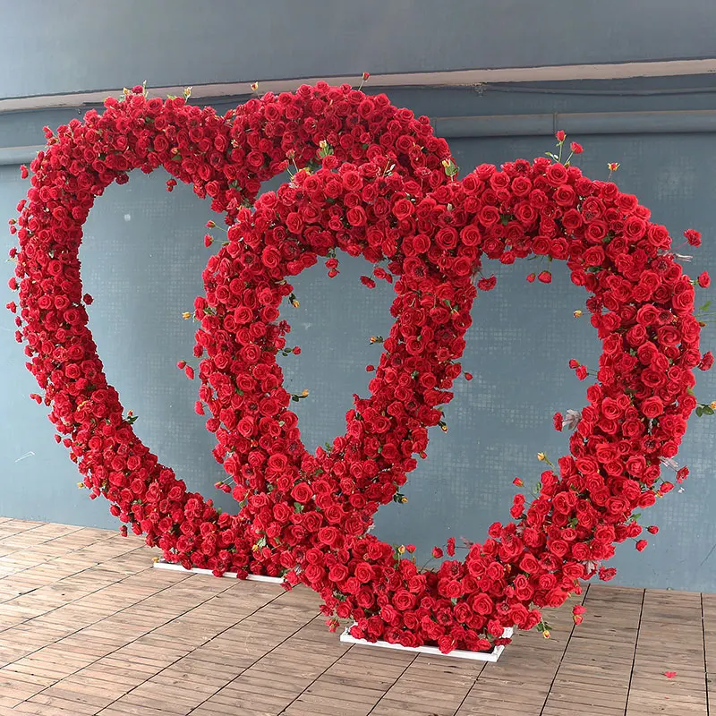 

Artificielle Decoration with Frame Floral Party Backdrop Decor Mariage Arch Fleur Wedding Heart-Shaped Red White Rose Fleur