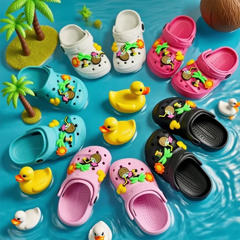 

Children's Sandals Baby Slippers Coconut Tree Sun Duck Coconut Juice Summer Breathable Soft Bottom Non Slip Outdoor Slippers