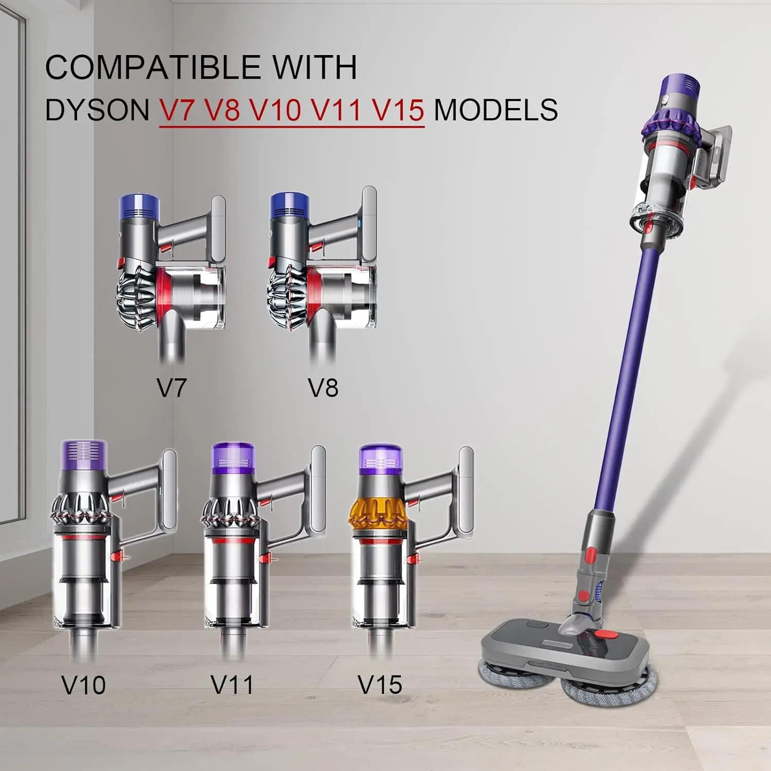 Fighter Elektryczna głowica mopa do odkurzacza bezprzewodowego Dyson V7 V8 V10 V11 V15 Mop do czyszczenia na mokro i sucho Części szczotki podłogowej