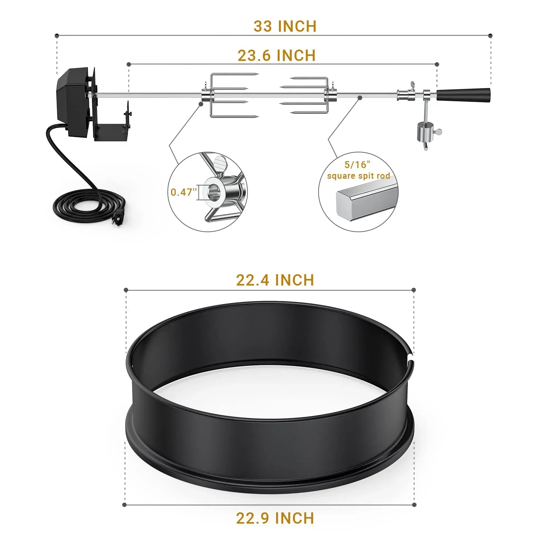 Grill and Rotary Grill Ring Kit for 22-1/2 Carbon Kettle