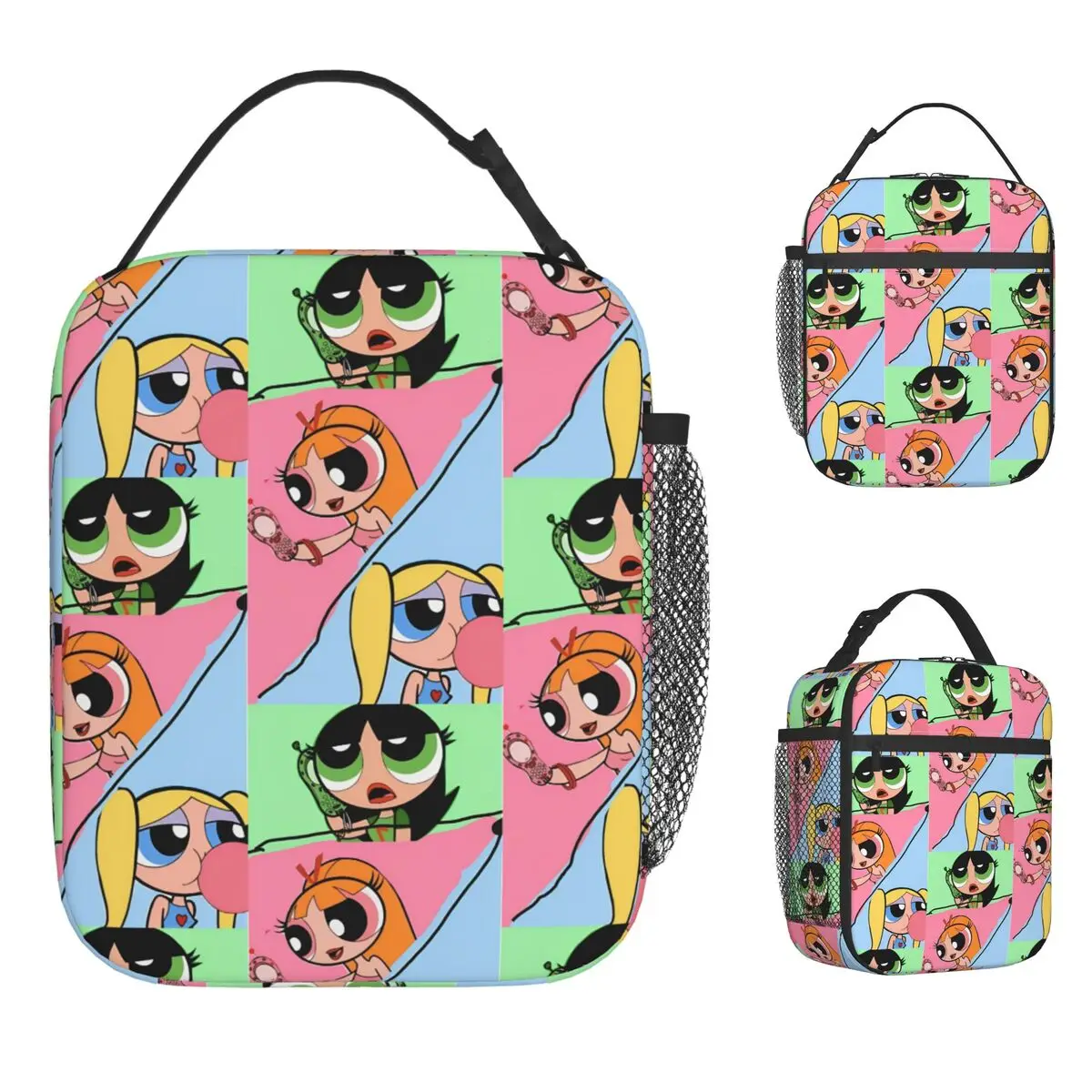 

P-Powerpuffs Сумка для обеда для девочек Веселый ланч-бокс Офисная удобная сумка для еды для детей Оксфордская дизайнерская сумка-холодильник