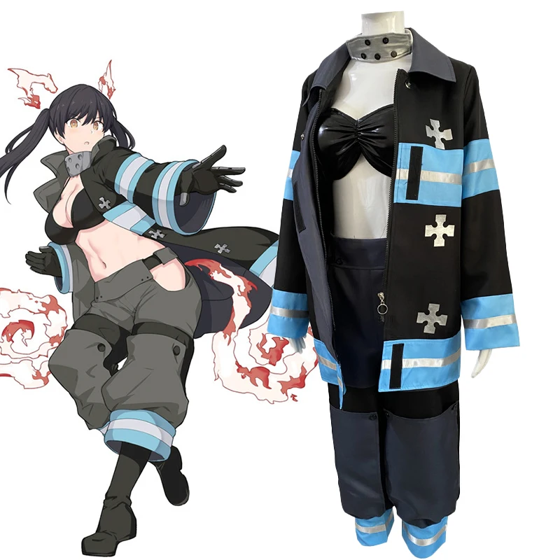 

Fire Force Cosplay Women's Firefighting Costumes Cartoon Characters Performing Costumes Cartoon Performance Clothing