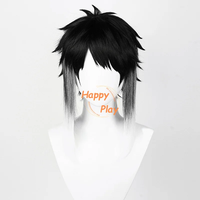 Anime Ryunosuke Akutagawa Cosplay Pruiken Unisex Zwart Wit Gradiënt Korte Pruik Hittebestendig Synthetisch Haar Halloween Party Pruiken