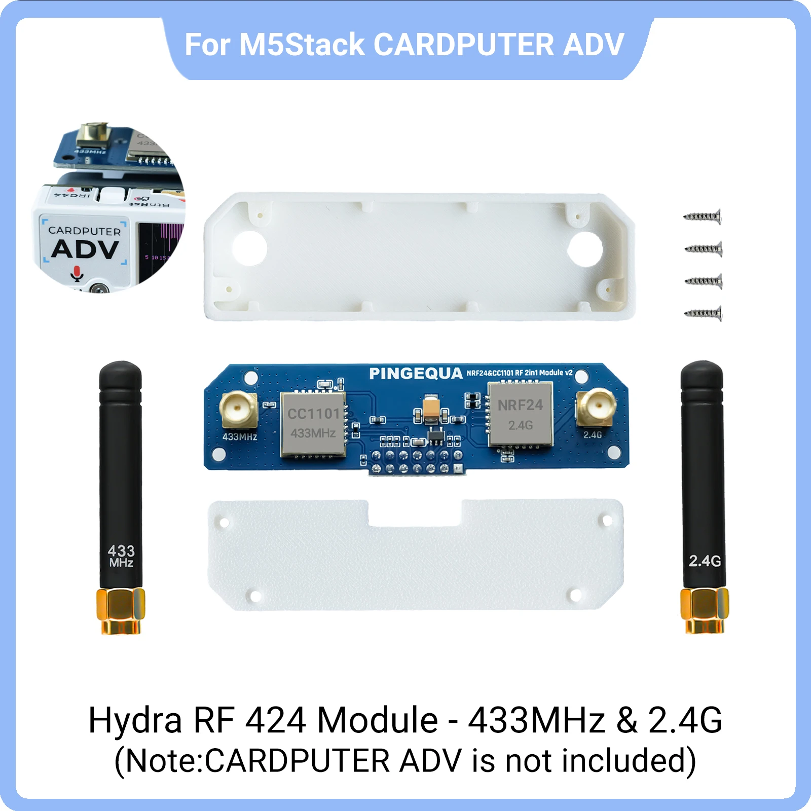 

M5Stack Cardputer RF Module CC1101 433MHz & NRF24 2.4G Dual Chip, Signal-Enhanced Antenna, Auto Switching Stable Power Hydra-424