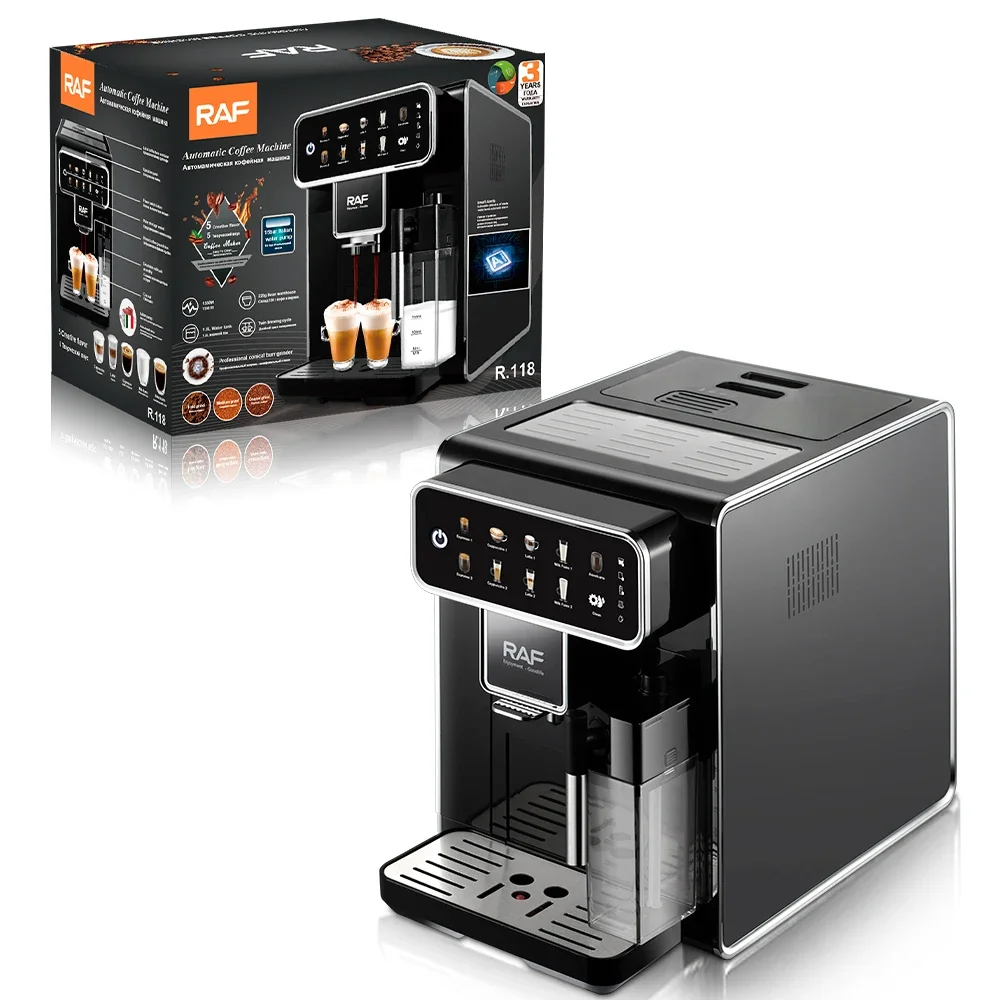 RAF-cafeteiras inteligentes automáticas completas, máquina de café expresso, cappuccino latte, tanque de leite, novo, comercial