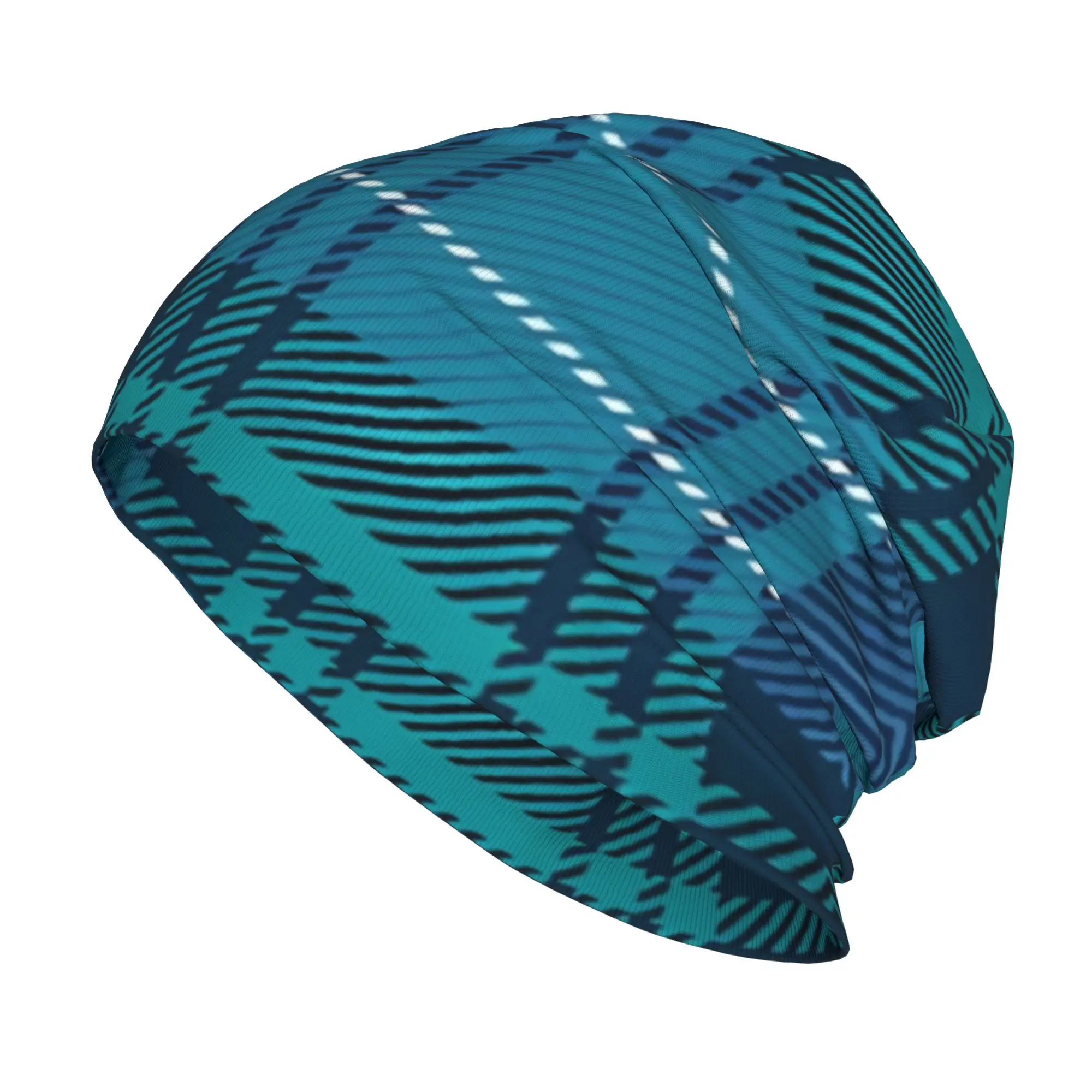 Bonnet Hats Scottish Tartan Men Women's Thin Hat Blue And Turquoise Checkered Plaid Warm Cap Design Skullies Beanies Caps