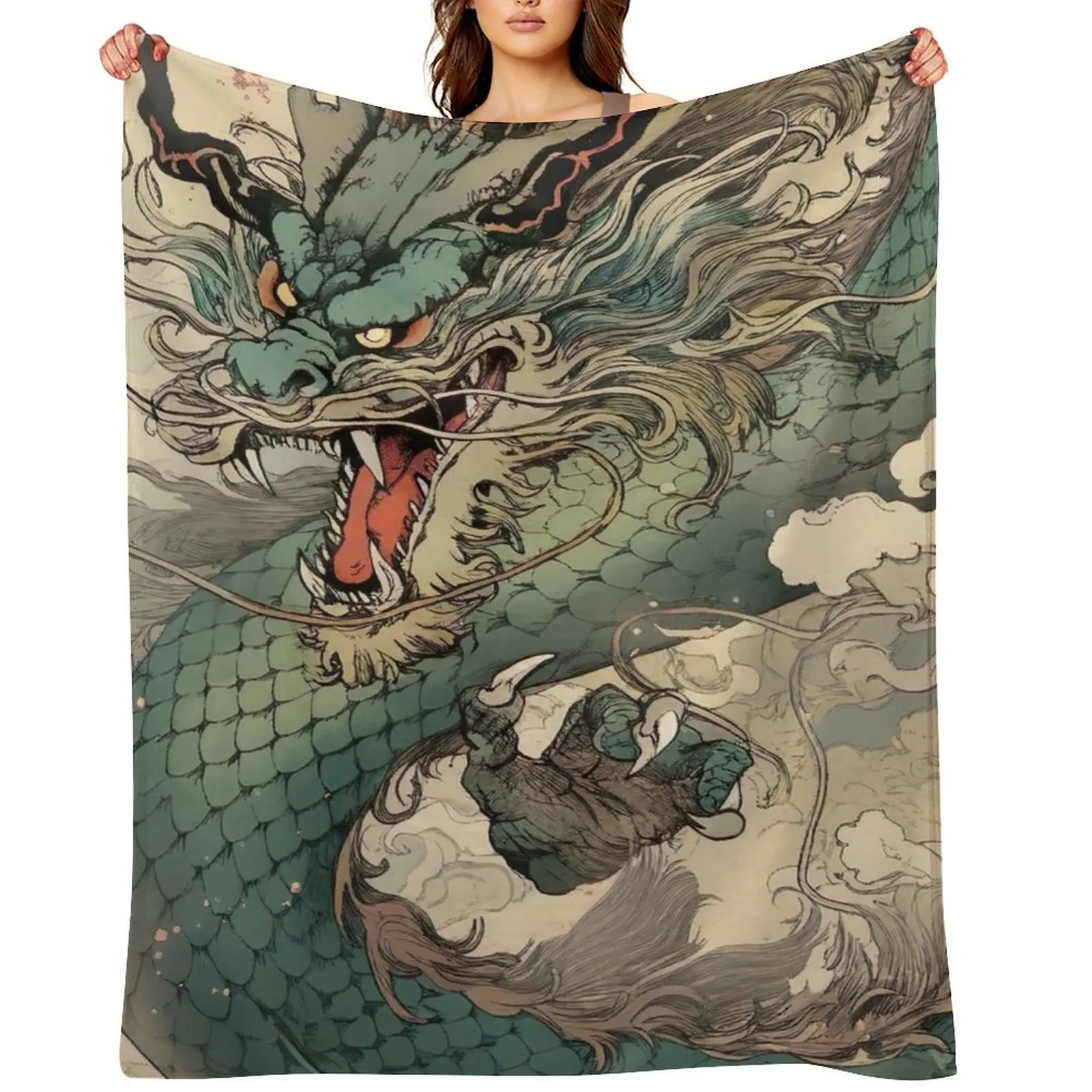

Fierce Blue Dragon Throw Blanket bed plaid Giant Sofa Luxury Throw Furrys Blankets
