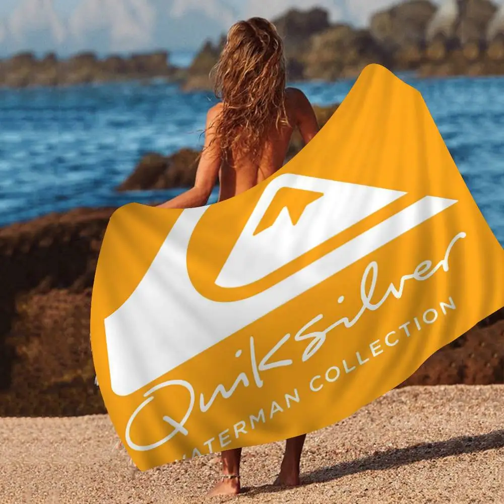 Toalhas de Praia Grandes de Microfibra com Estampa Q-Quiksilver, Toalhas de Secagem Rápida para Viagem, Praia, Piscina e Yoga