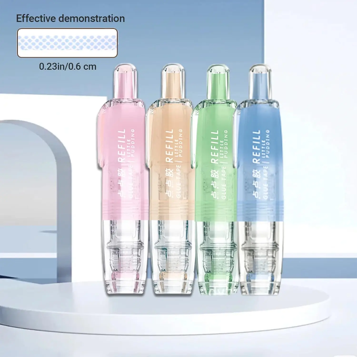 

2 Pack Double Sided Glue Tape Roller with 2 Refills,360° Rotatable Pen Tip Adhesive Roller, Scrapbooking Supplies for Art Craft