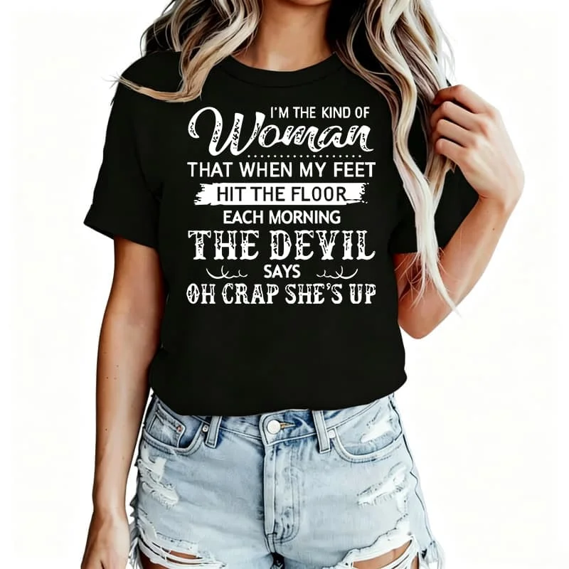 Camiseta de mujer con estampado gráfico y una frase motivadora, 100 % algodón, camiseta de manga corta con diseño divertido, camiseta original, camiseta informal con cuello redondo, tallas S-5XL.