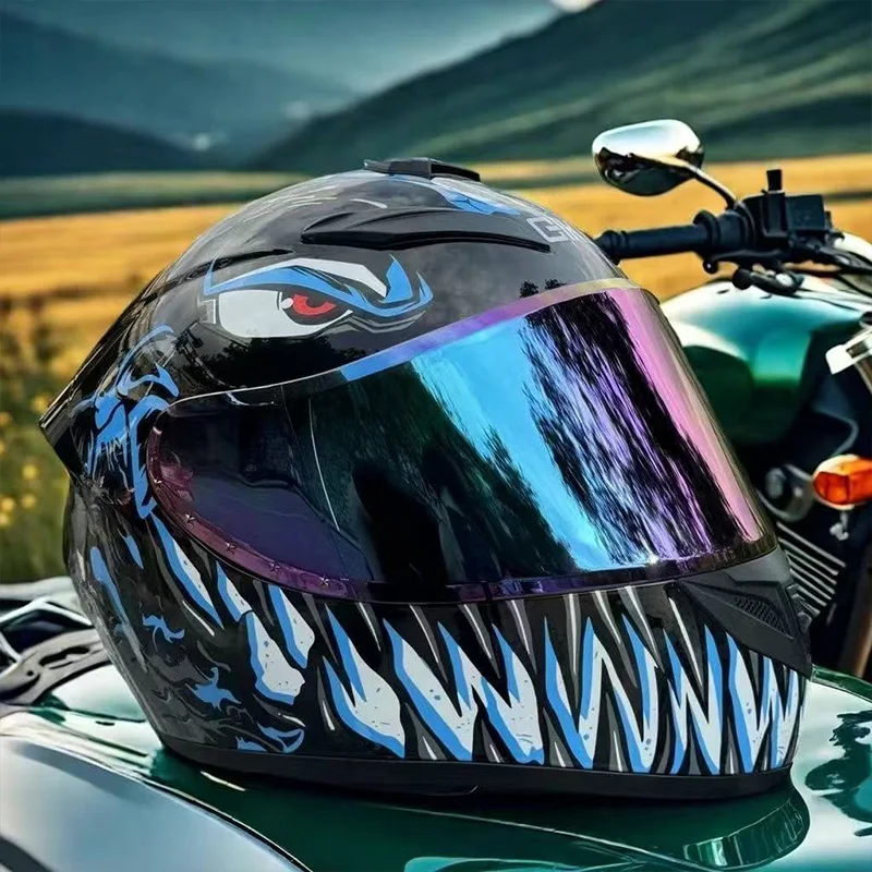 

Несколько вариантов размеров Blue Devil анфас мотоциклетный шлем высокой четкости Aurora с синими линзами Adventure Touring ветрозащитный дизайн