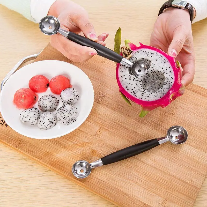 [MOA]Stainless Steel Double Ended Headed Fruit Icecream Ball Spoon Diameter Melon Baller Fruit Vegetable Tools[MOA]