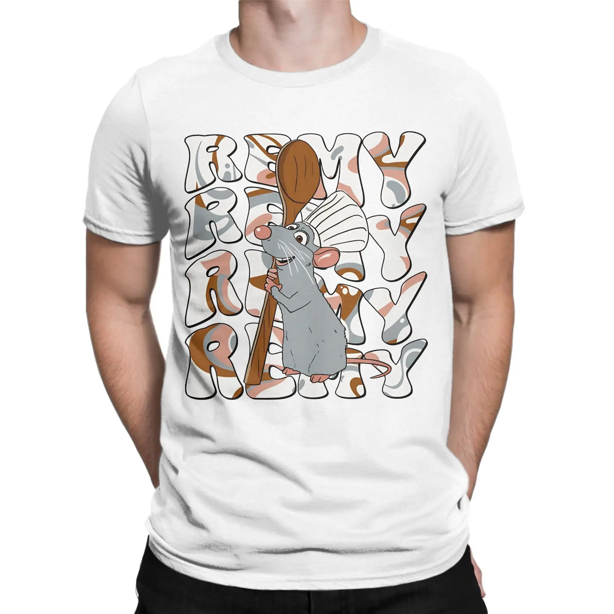 Chef Remy T-Shirts für Männer und Frauen, Baumwolle, Vintage-T-Shirt, Rundhalsausschnitt, Ratatouilles-T-Shirt, kurzärmelige Kleidung, 4XL, 5XL – Detail 3