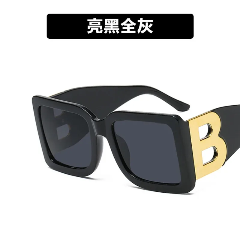 New Large Frame B Letters Sunglasses Women Luxury Brand Retro Square Metal Sun Glasses Men Fashion Gradient Shades Lady Eyewear