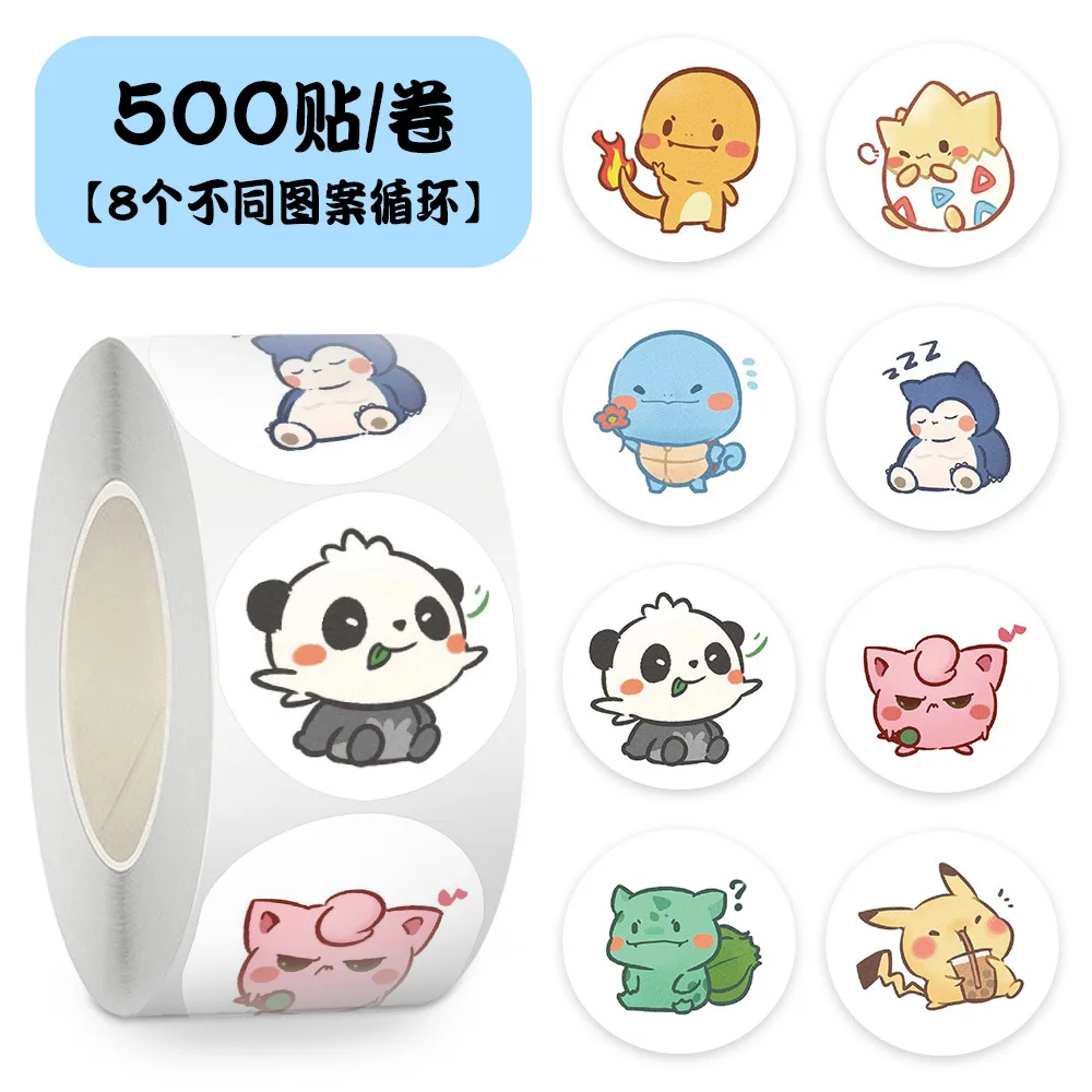 500pcs/Roll Pokemon Cartoon Anime Sealing Sticker DIY PVC Laptop Decals Decoration Stiker Reward Gift Toys