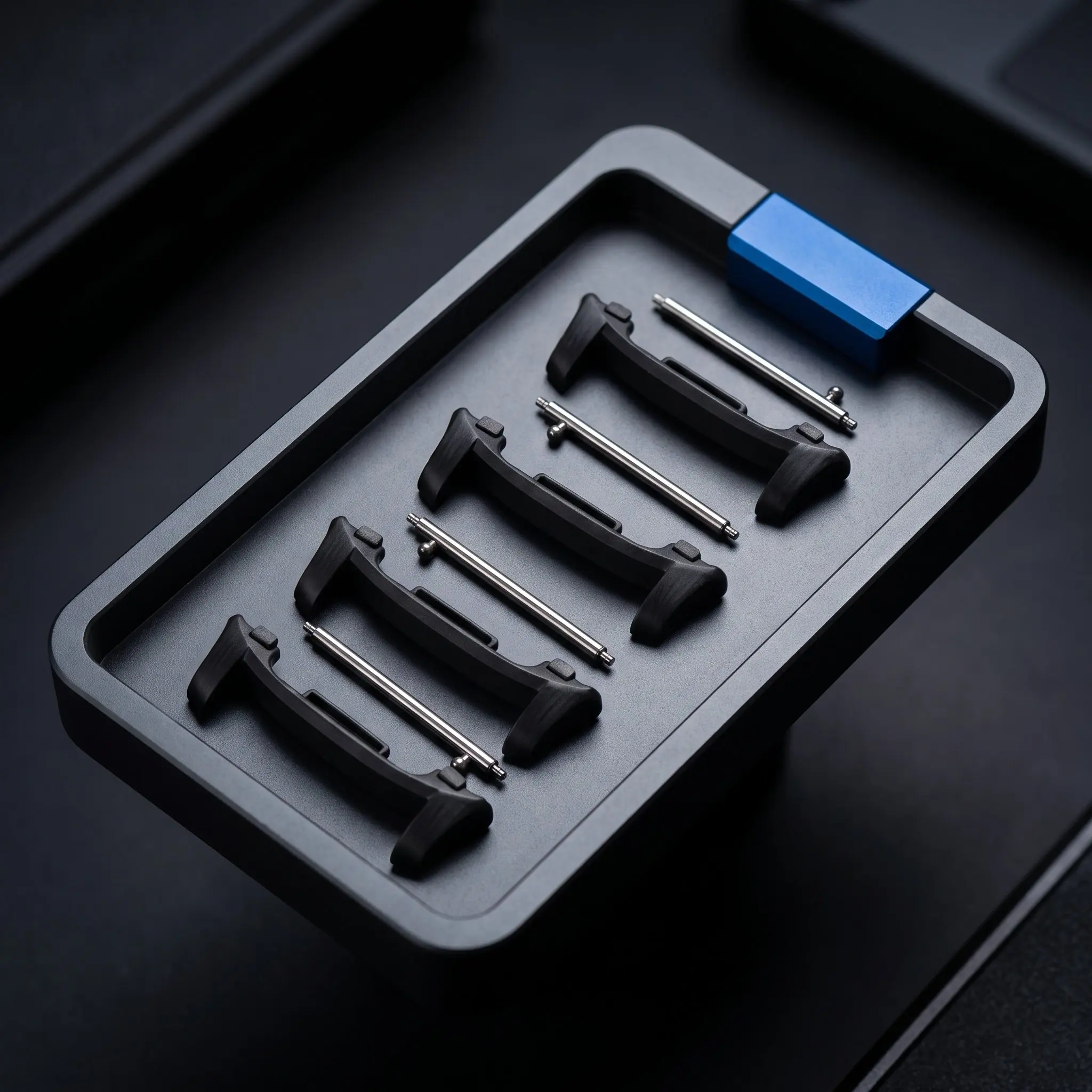 4Sets Watch Band Connector Adapter Stainless Steel Anti slip Black Watch Strap Connector Replacement Connection Compatible