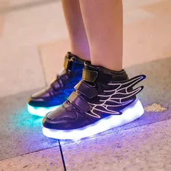 Kids led light up shoes led usb charging luminous sneakers usb charge girls shoes for boy glowing children casual shoes white