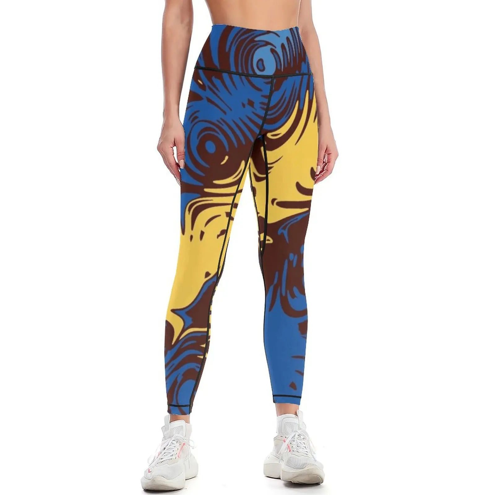 

Abstract blue & Yellow Leggings Jogger pants sports woman gym gym pants Tight fitting woman Womens Leggings