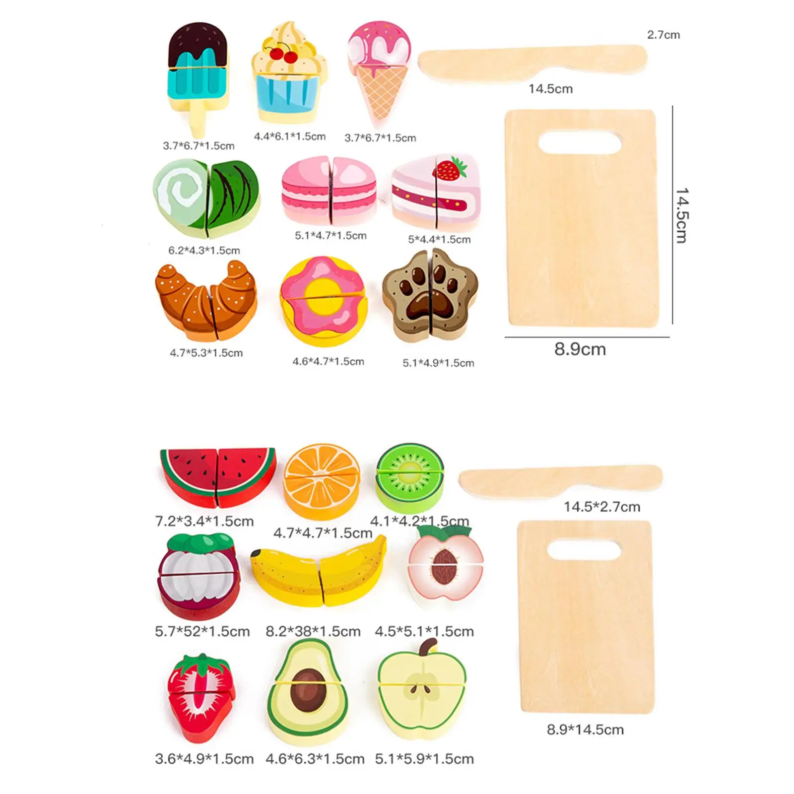 Wooden Cutting Play Foods Toy Pretend Role Play Toy Developmental Montessori Toy Wooden Cutting Toys Set for Farm Ages 3 4 5