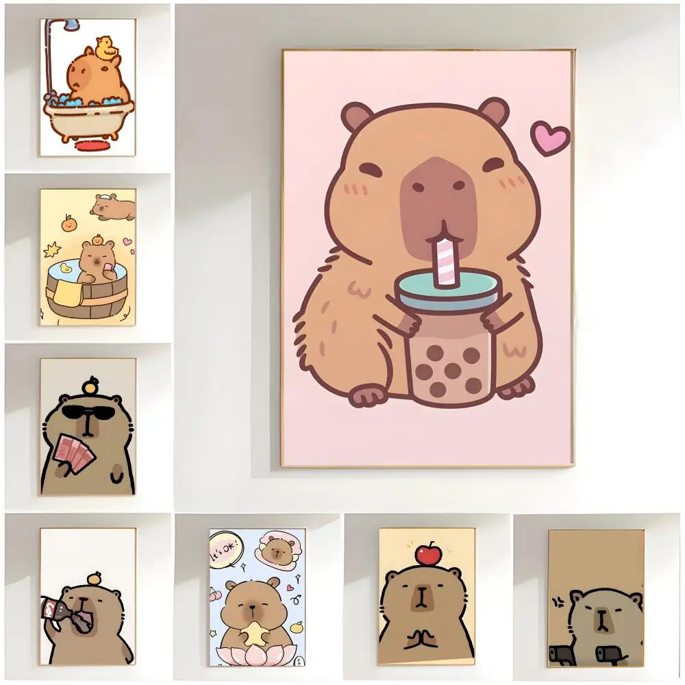 Cute Capybara Poster Classic Wall Art  Home Decor  Peel and Stick Unframed