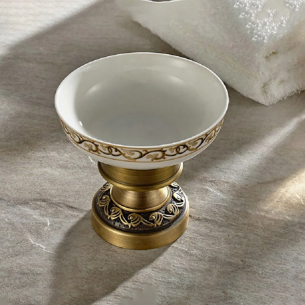 Soap Dishes Antique Brass Soap Holder Ceramics Soap Dish For Bathroom Home Decoration Bathroom Accessories ZD937