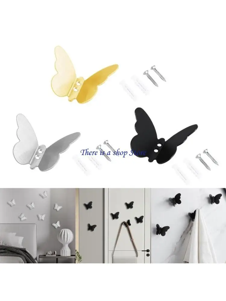 

D0AD Durable Stainless Steel Hooks In Unique Butterfly Designs For Home Kitchens