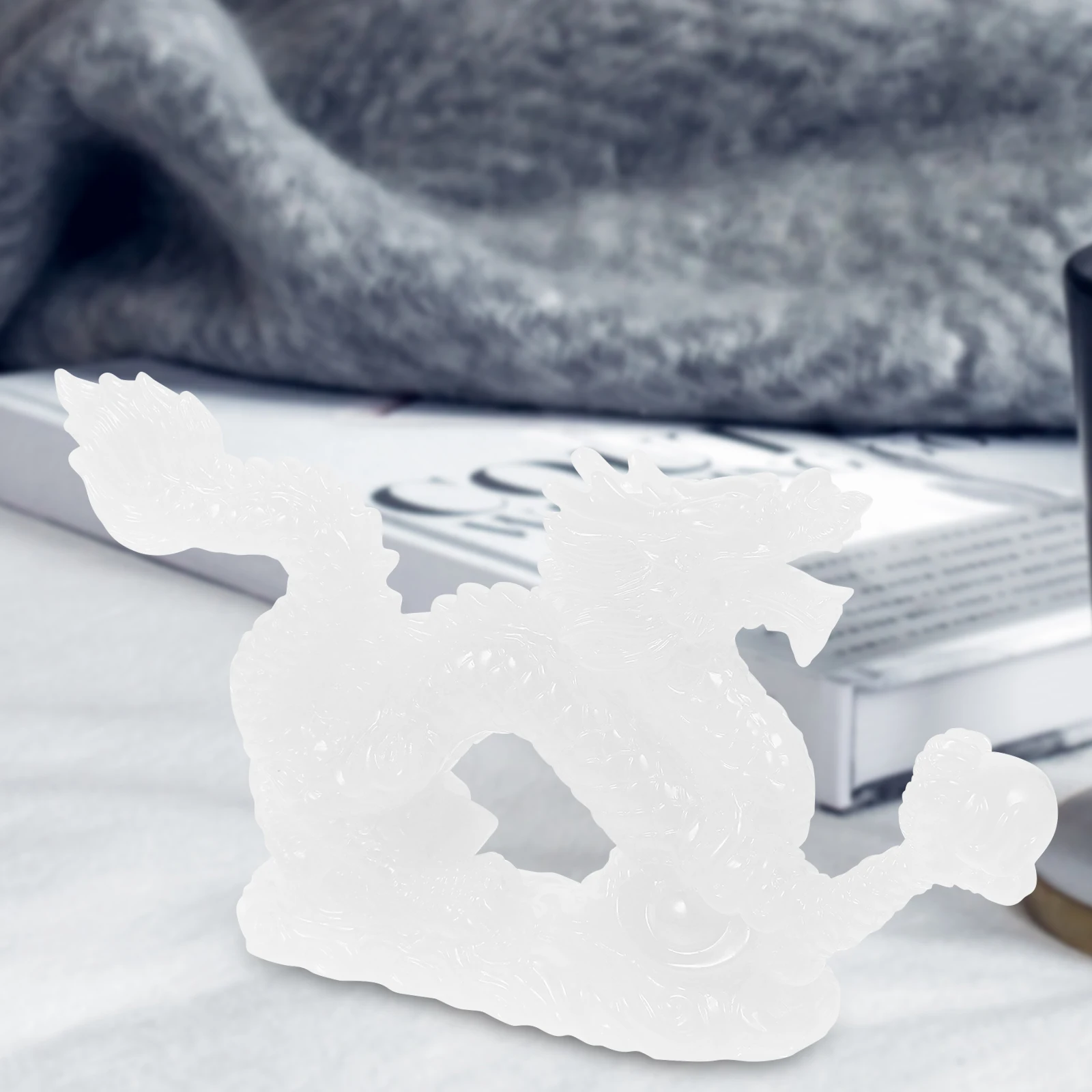 

Chinese Dragon Statue Resin Animal Decor Elegantly Polished Desktop Ornament for Shelf Cabinet Display Lucky Home Decor