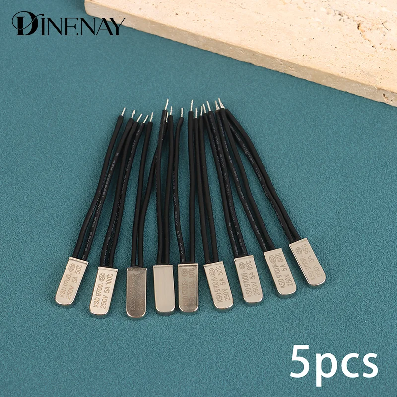 5pcs Normally Open Normally Closed Thermal Protector Plastic Temperature Control Switch 5A 250