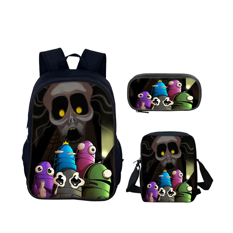 Cartoon Purple R.E.P.O repo 3D Print 3pcs/Set pupil School Bags Laptop Daypack Backpack Inclined shoulder bag Pencil Case