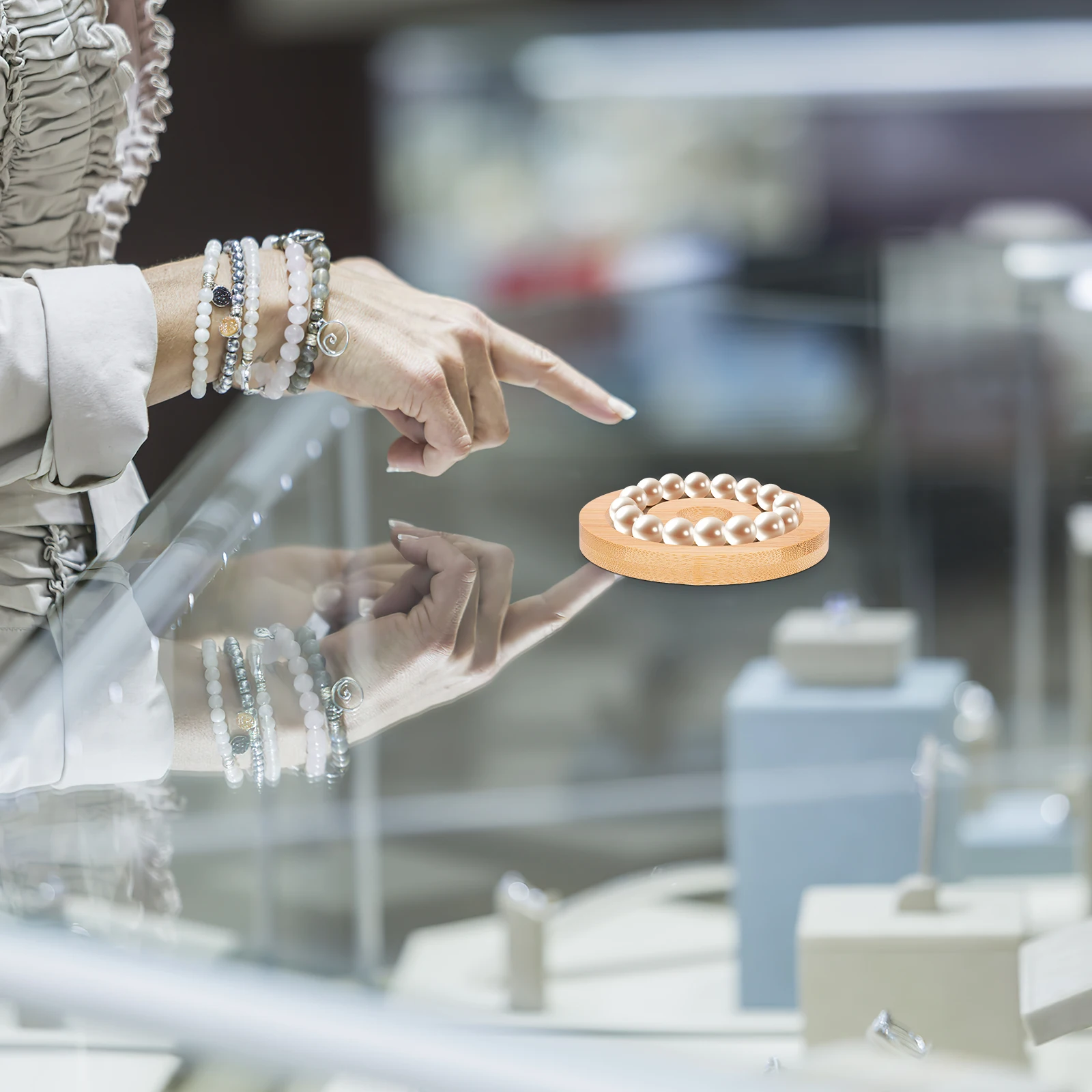 

Jewelry Tray For Bracelets Bangle Storage Wood Jewelry Holder Desktop Decor Bead Bracelet Beaded Bracelet Display Trays