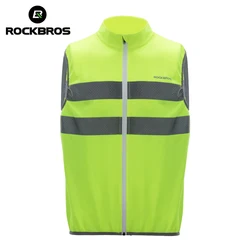 ROCKBROS Cycling Vest Reflective Safety Jacket Warning Gilet Breathable Sleeveless Vest Man Outdoor Sports Wear Bicycle Clothing