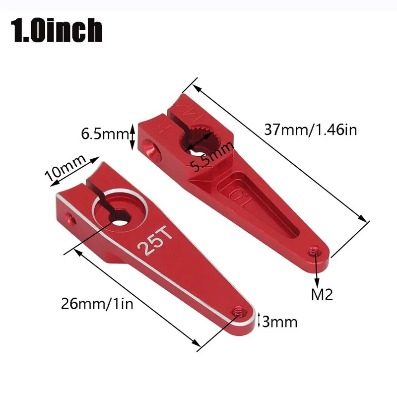 1pcs 25T Lengthen Servo Swing Arm Aluminum CNC Metal Steering Servo Arm Horn 1/1.25/1.5/1.75/ 2 Inch For RC Airplane/Car Parts