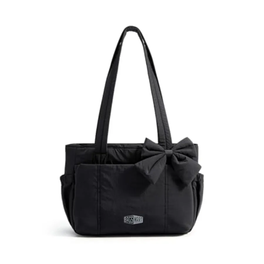 

Crush Bow Tote Bag for Women, Large Work Tote with 40oz Tumbler, Puffer Travel Tote Bag for Work, Yoga, Gym