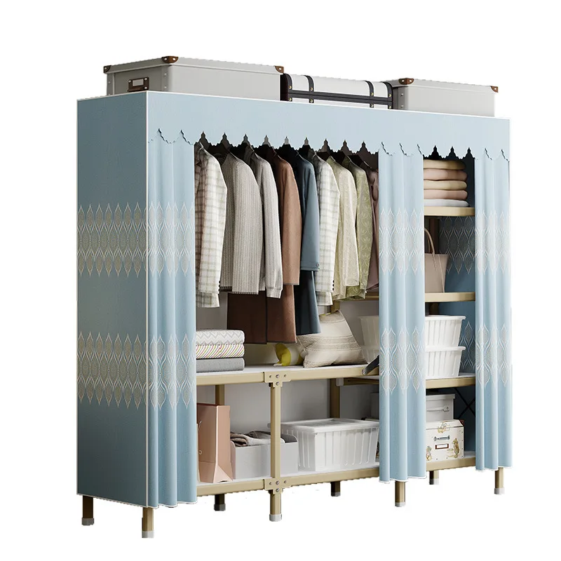 

Simple assembly of wardrobe folding cloth wardrobe for rental room